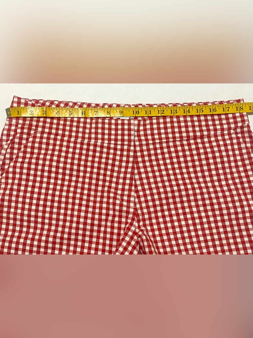 Crown&Ivy Womens 14 Red White Gingham Check Shorts Boho Fall Preppy Cottagecore - Picture 9 of 16
